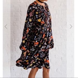 Long sleeve- floral, smock style dress